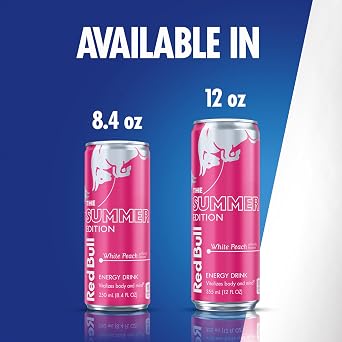 Red Bull White Peach Summer Edition Energy Drink, with 80mg Caffeine plus Taurine & B Vitamins, 8.4 Fl Oz Can (Pack of 5)