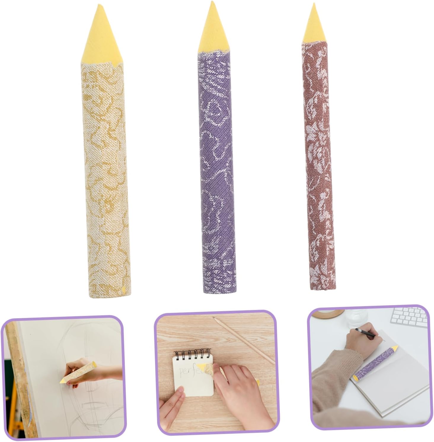 HOMSFOU 3pcs Blending Sticks for Sketching Professional Art Tool for Shading and Blending Material Includes for Drawing and Painting Supplies