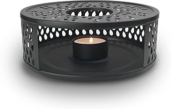 Creano Black Stainless Steel Tea Warmer with Tea Light Holder - Tea Warmer - Stable Non-Rattling - Suitable for All Teapots