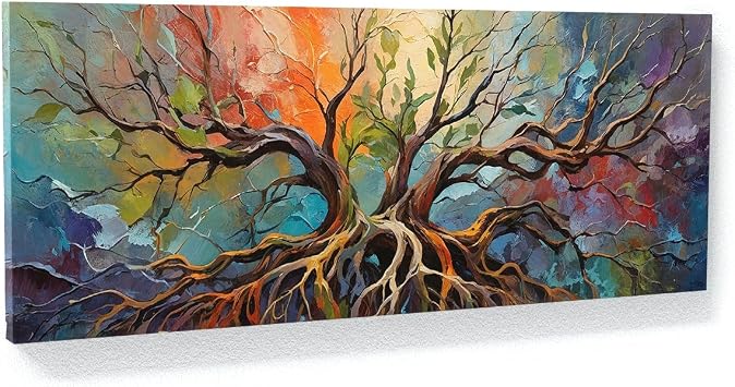 Sense Canvas Tree Of Life Interwoven Essence 48 Canvas Art - Home Decor Wall Art Print Poster Painting Medium 30x12 / 0.75"