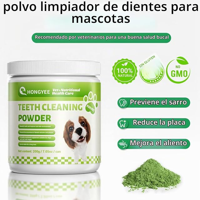 Foto 2 de 8 de 200g Polvo de limpieza de dientes de perro,polvo dental para mascotas para perros y gatos