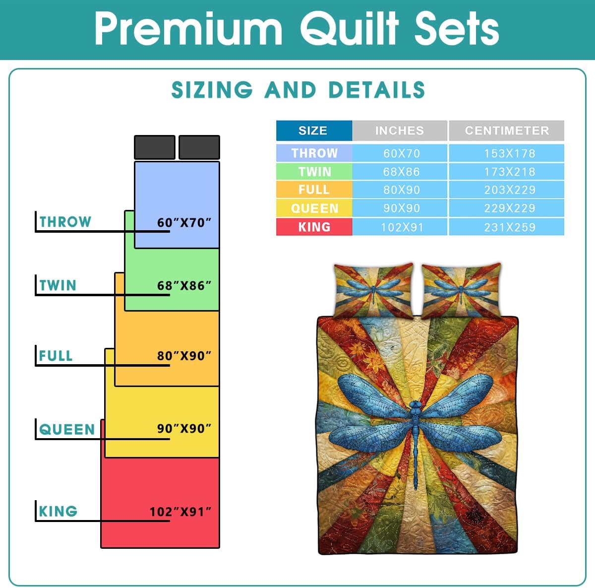 Personalized Dragonfly Patchwork Pattern Quilt Set, Animal Style, Dragonfly Quilt Set Bedspread, Custom Nature Autumn Quilt Bedset, Cotton Bedding for Bedroom Girl Room (Retro Dragonfly)