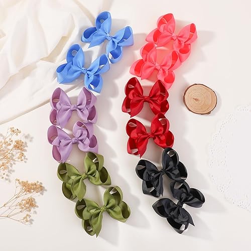 Miniatura 25 de 40 lazos para el cabello de 3 pulgadas para niñas, cinta de grogrén, accesorios para el cabello con pinzas de cocodrilo para niños pequeños, bebés