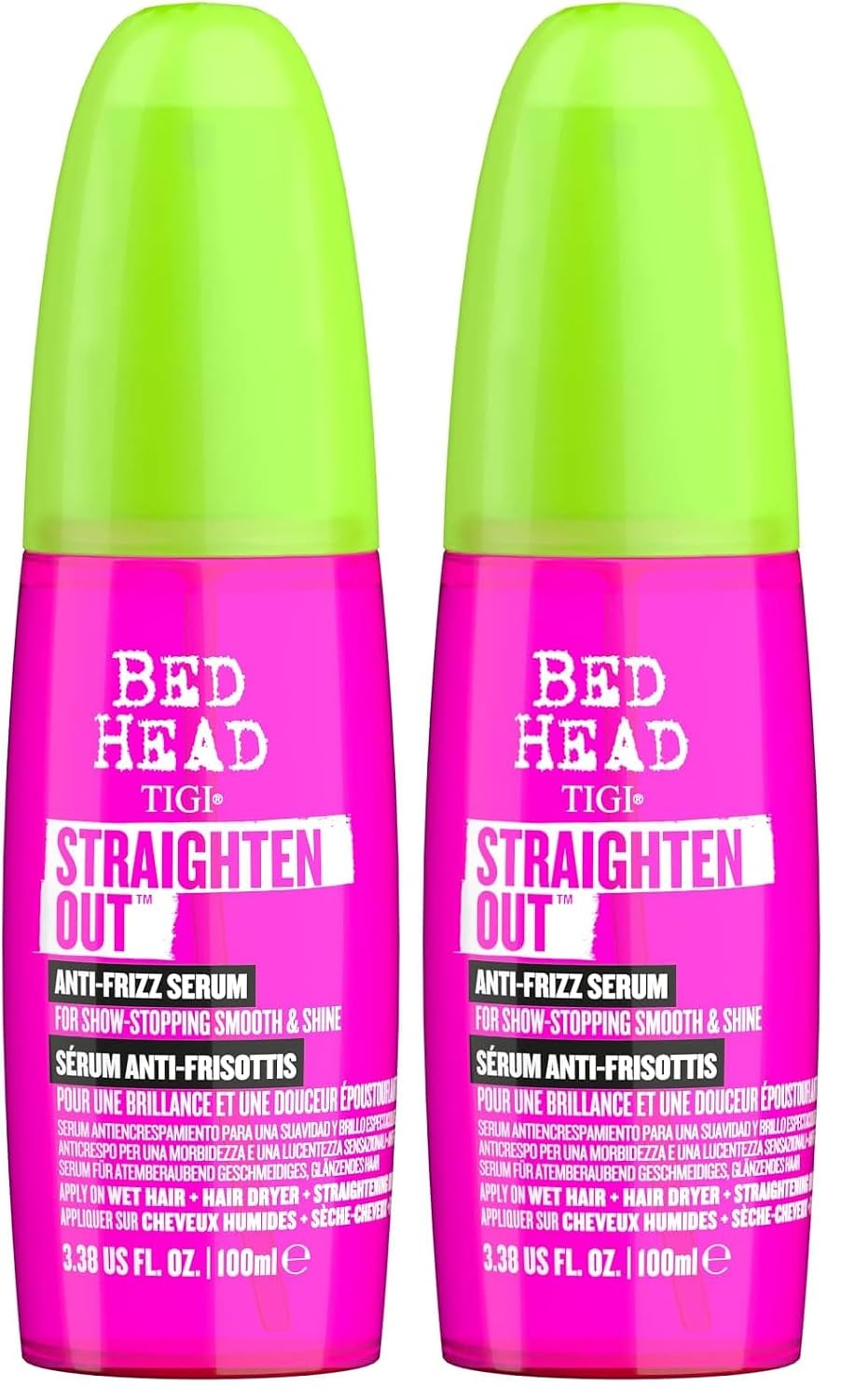 TIGI Bed Head Straighten Out Anti Frizz Serum for Smooth Shiny Hair 3.38 fl oz (Pack of 2)