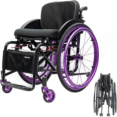 Silla De Ruedas Plegable Ligera Portatil Silla de ruedas deportiva de aluminio ultraligera para adultos, silla de ruedas autopropulsada de 220