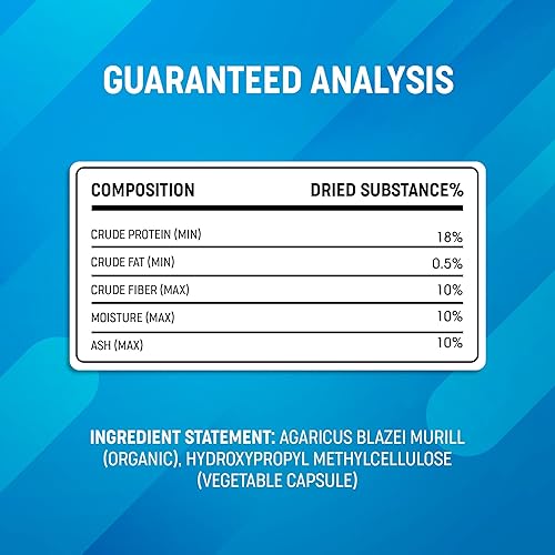 Miniatura 7 de Agaricus Bio 300 mg para caninos y felinos, suplemento para mascotas de hongos beta glucano para aumentar la defensa inmunológica crítica y la salud