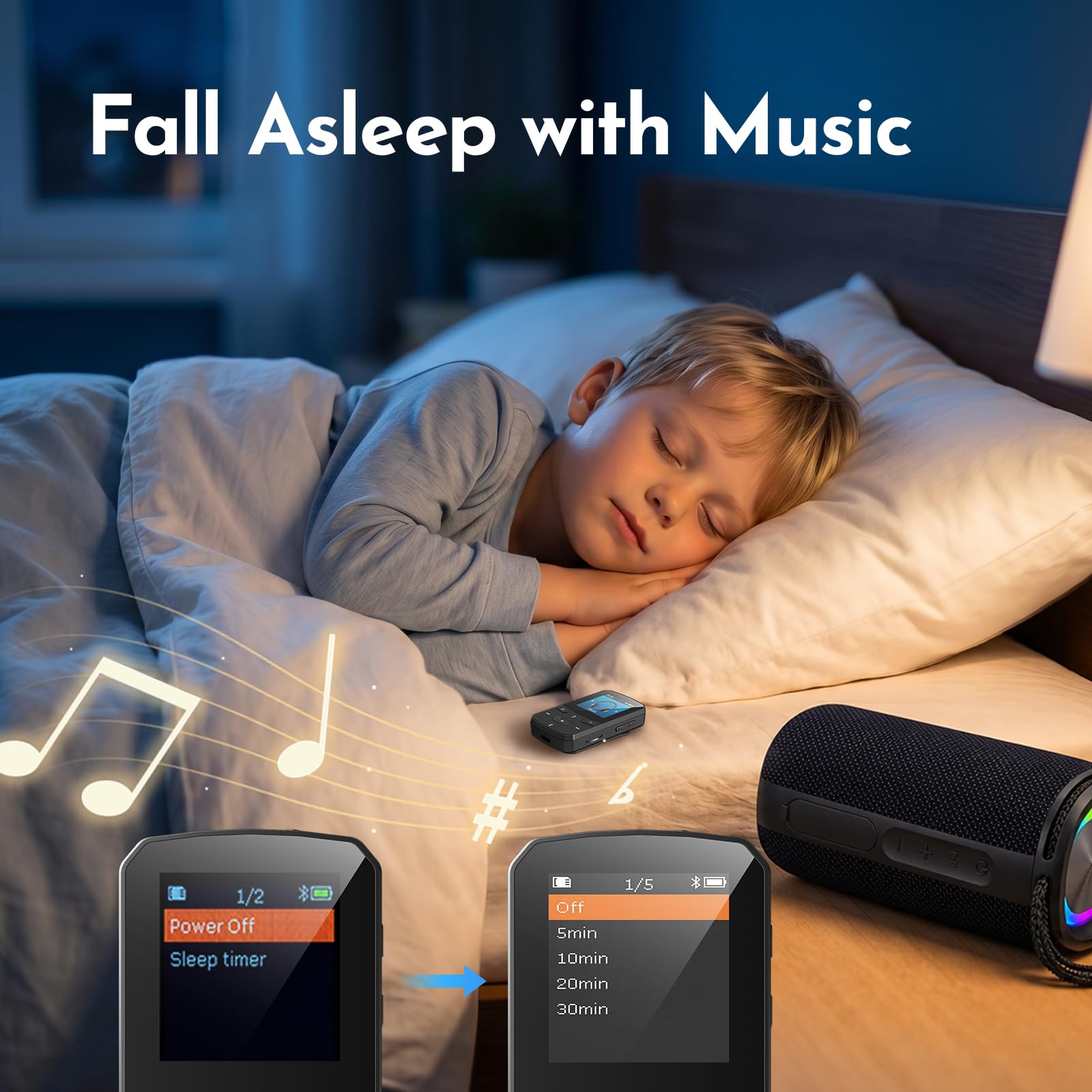 Odtwarzacz MP3 32 GB z Bluetooth 5.3, klips, lekki 29 g, radio FM i obsługa ślepa