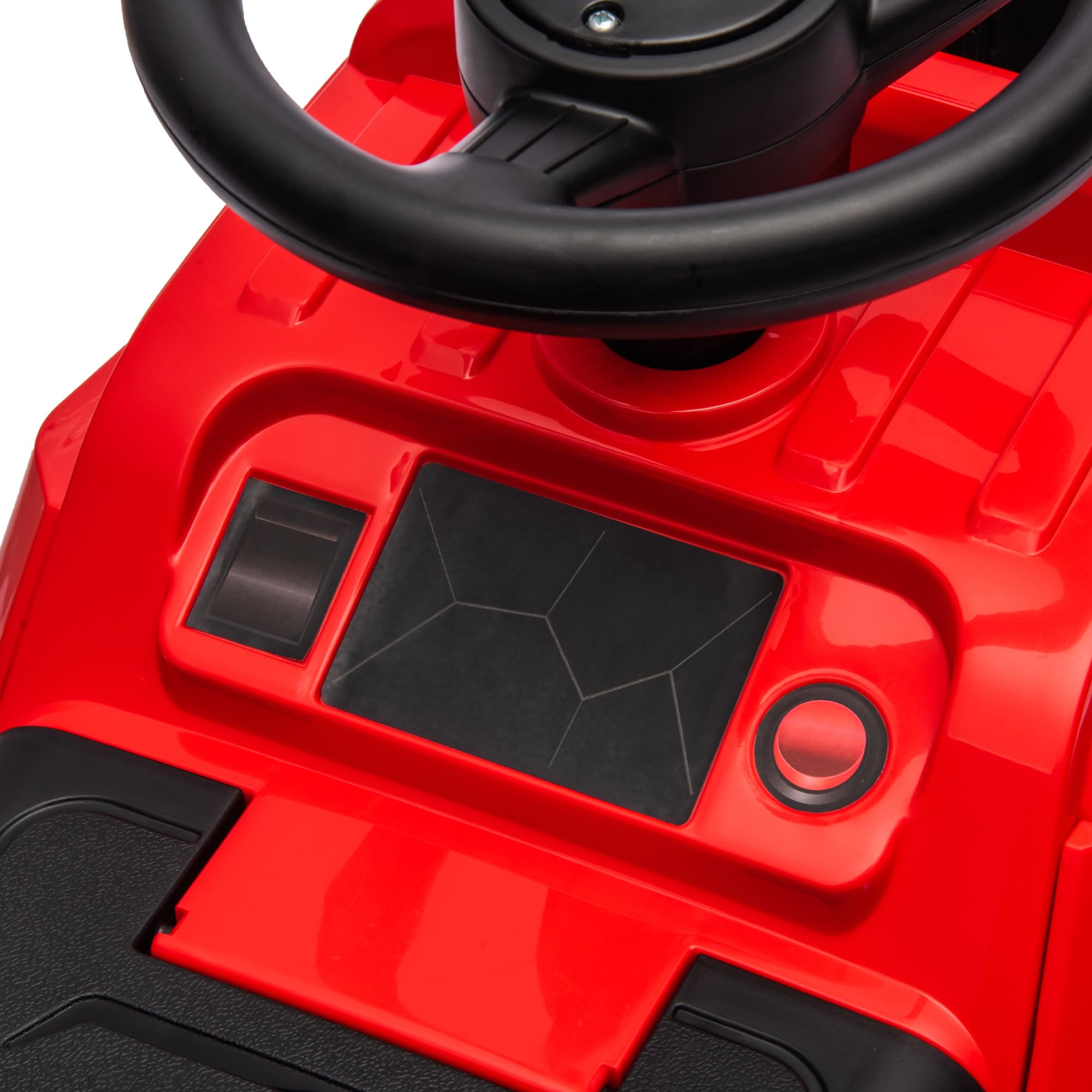 HOMCOM Ruspa Giocattolo con Volante e Benna di Scavo, 3 in 1 Macchina Cavalcabile per Bambini da 18 Mesi-2 Anni, 100x43x48.5 cm, Rosso