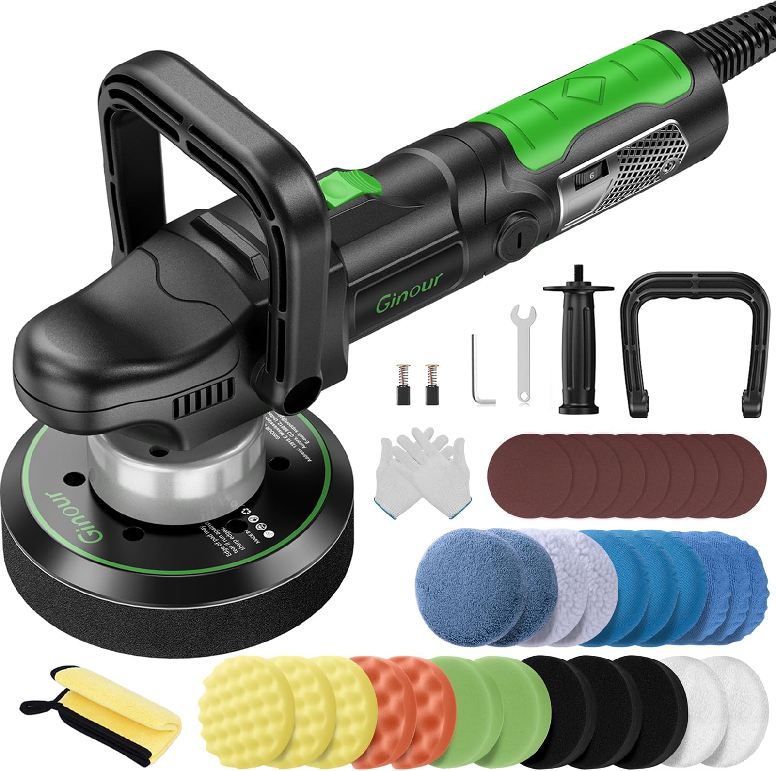 Ginour 1050W Dual Action Car Polisher with Quick-Change Brush Chamber