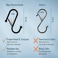 Vista 5 de 10-Pack Metal S Hooks for Hanging – Heavy-Duty S-Shaped Hook with Safety Buckle – Fits Bars up to 0.8 in – Anti-Drop S-Hooks for Kitchen, Bathroom