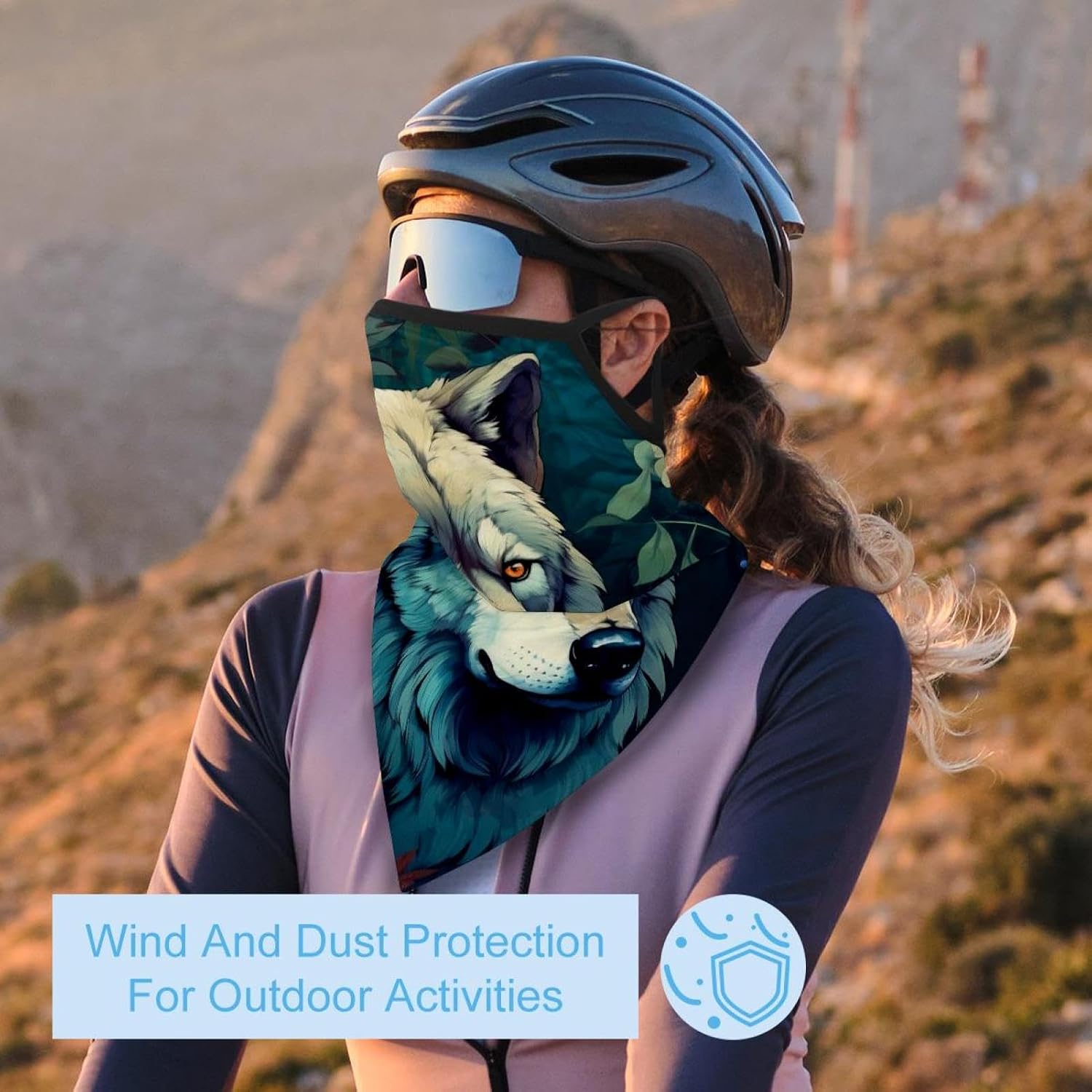 4 Pieces Summer UV Protection Cooling Neck Gaiter Face Clothing Neck Gaiter Mask Scarf Sunscreen Breathable Bandana, Wolf