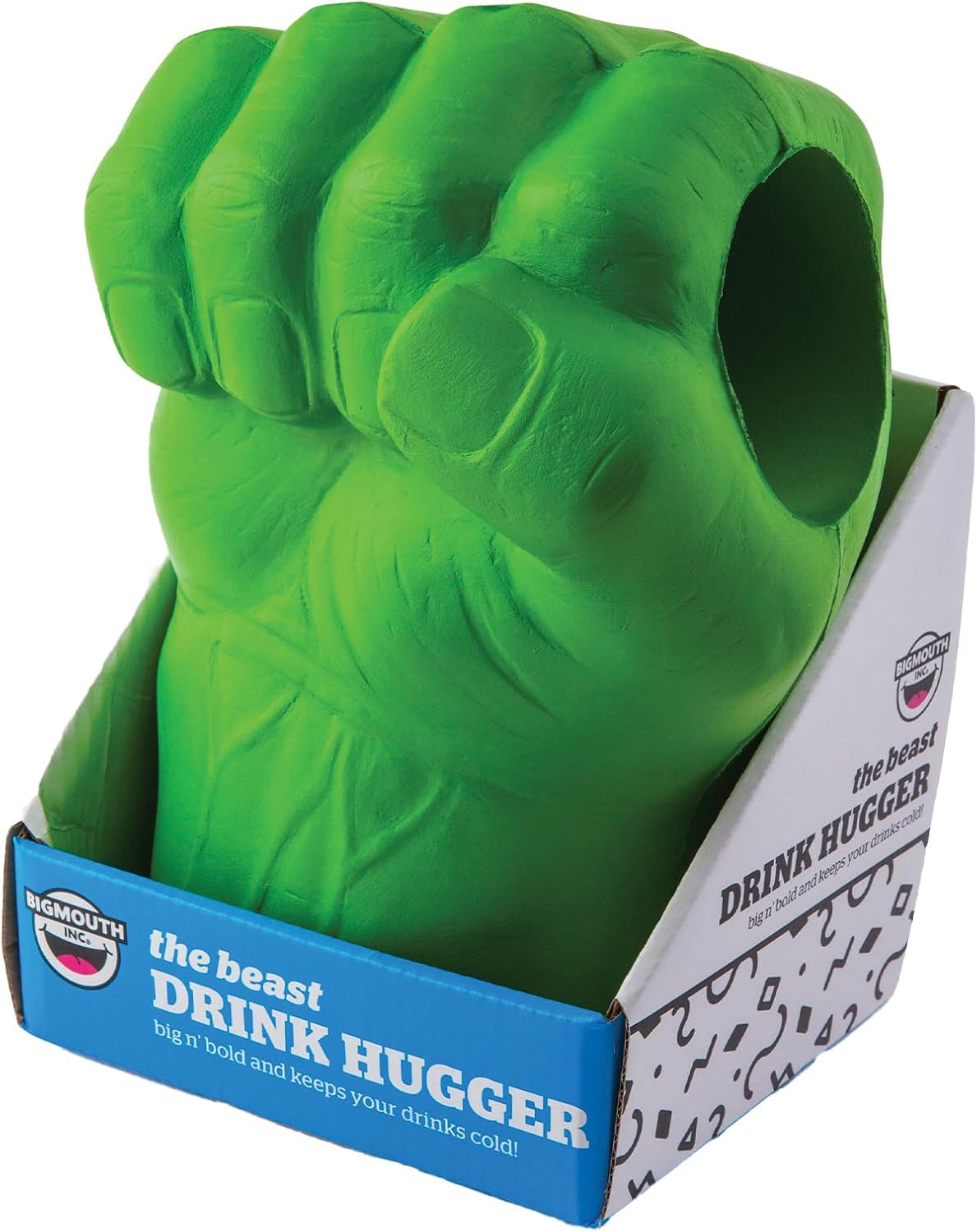 Foam Drink Kooler, Soft Sided Beer Cooler, Portable Party Beverage Holder for Soda Cans, Funny Can Cooler - The Green Beast Giant Fist