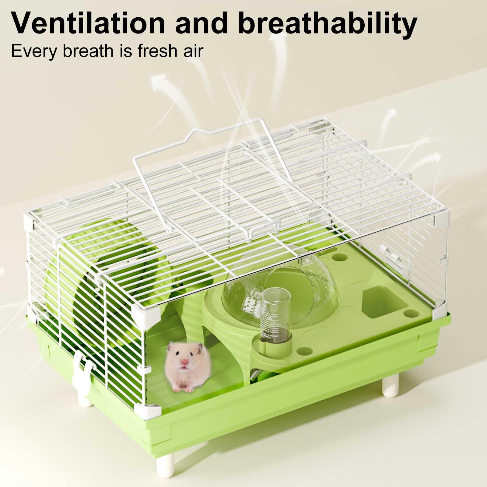 Gabbia Portatile per Criceti, Cage Hamster e Habitat, Gabbia per Ratti con Accessori per Criceti, tra Cui Ciotola per Cibo, Gabbia per Piccoli Animali(Green)