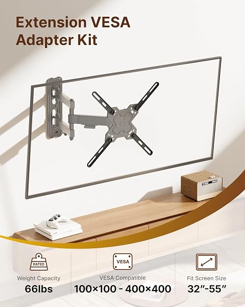 monTEK Steel VESA Mount Adapter Kit, Universal Extension Bracket Fits 32"-55" LCD LED TVs up to 30kg, Conversion Plate Expands VESA Patterns to 300x300 & 400x400, Includes 52 Mounting Hardware - 2