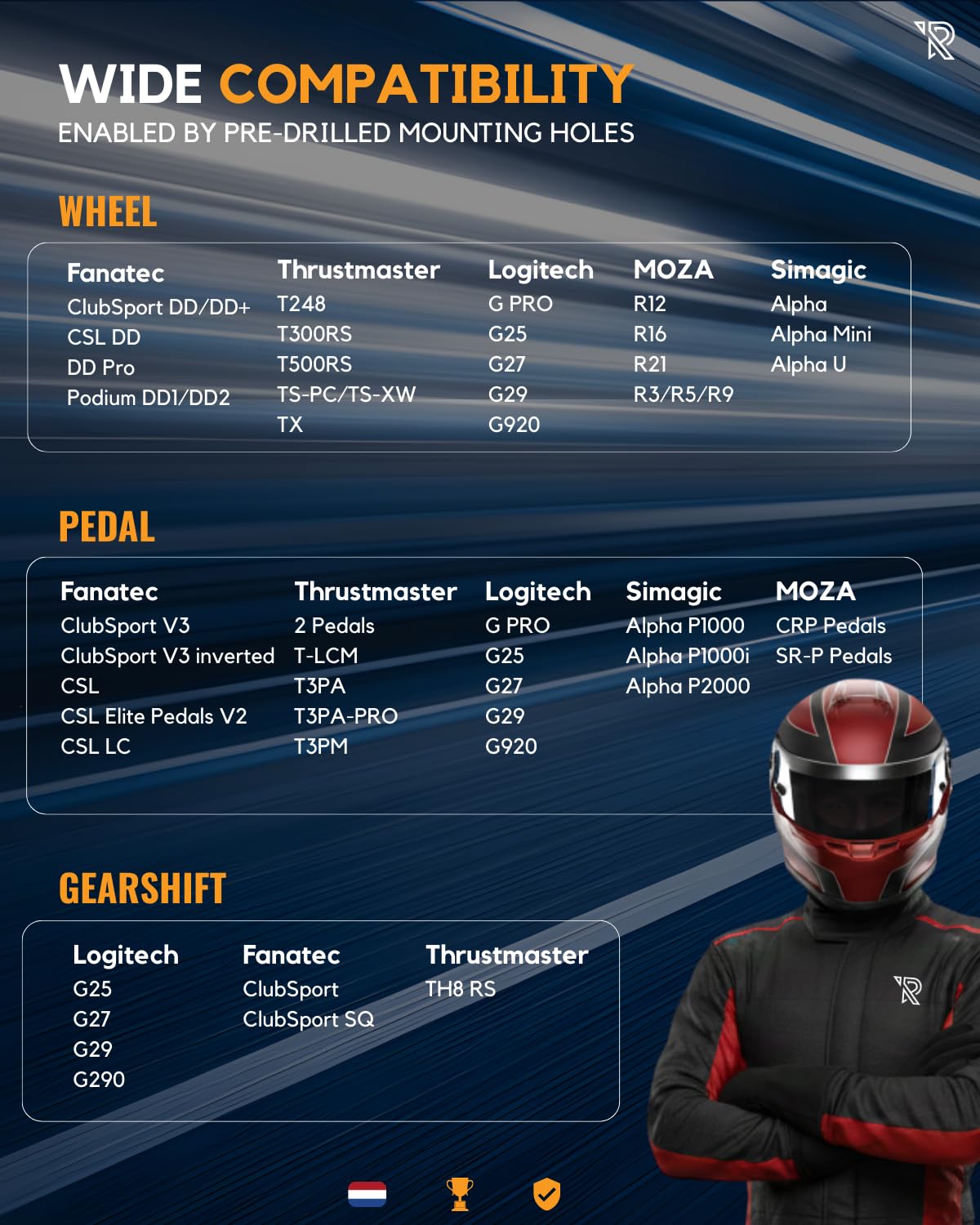 Ranqer Racing Simulator Cockpit - Racing chair with steel frame - Racing Cockpit/Racing Simulator Rhair - Adjustable Backrest for Beginners and Professionals - Metal frame - Simracing cockpit