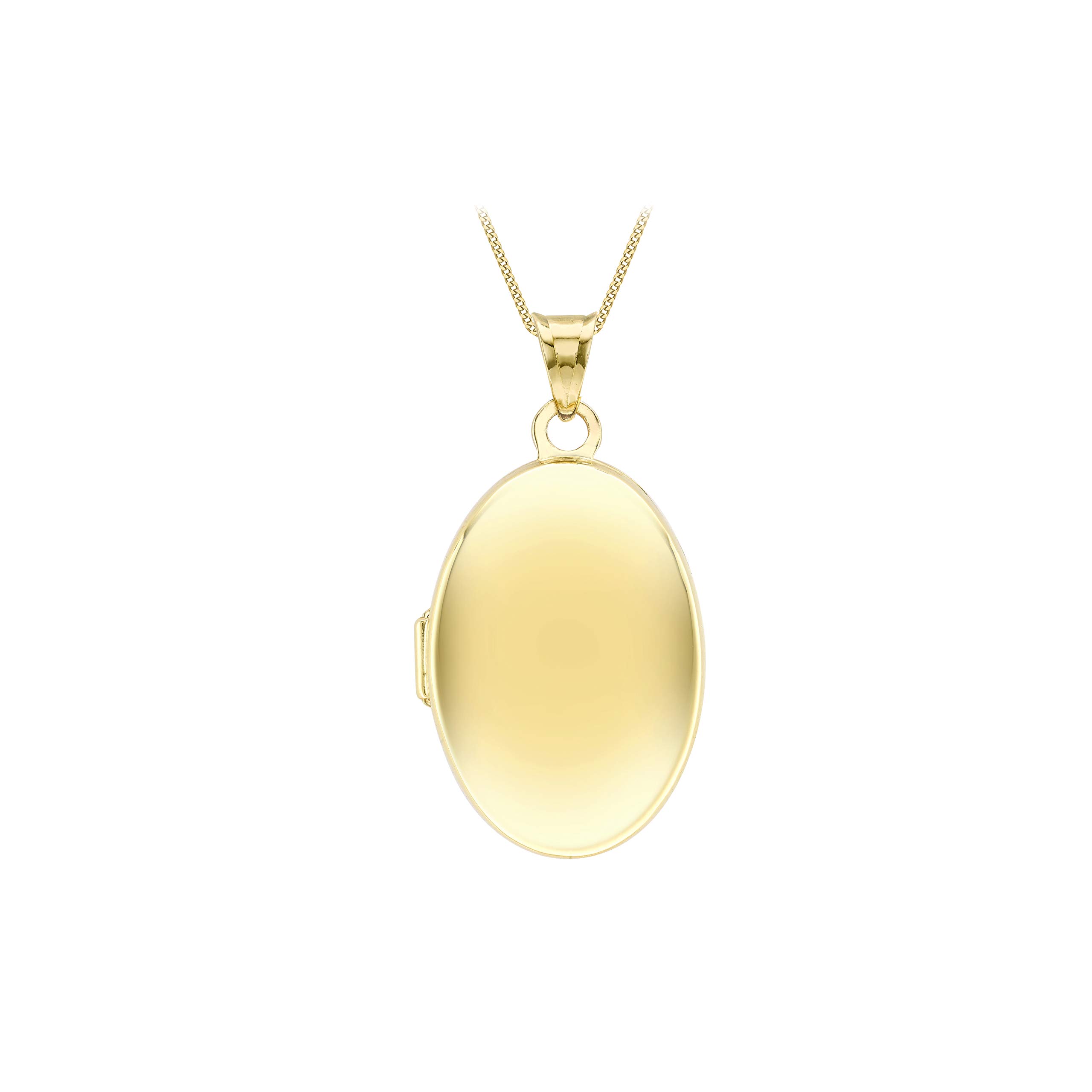 CARISSIMAWomen's 9ct Yellow Gold 17.5mm x 33.5mm Polished Oval Locket on 9ct Yellow Gold 25 Diamond Cut Curb Chain 46cm/18"