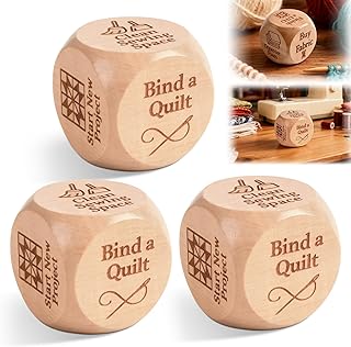 Quilter’s Dice, Wooden Quilting Decision Dice with 6 Engraved Sewing Tasks, Fun Sewing Tool for Quilters & Crafters, A Suitable for DIY Sewing Enthusiasts (3PCS)