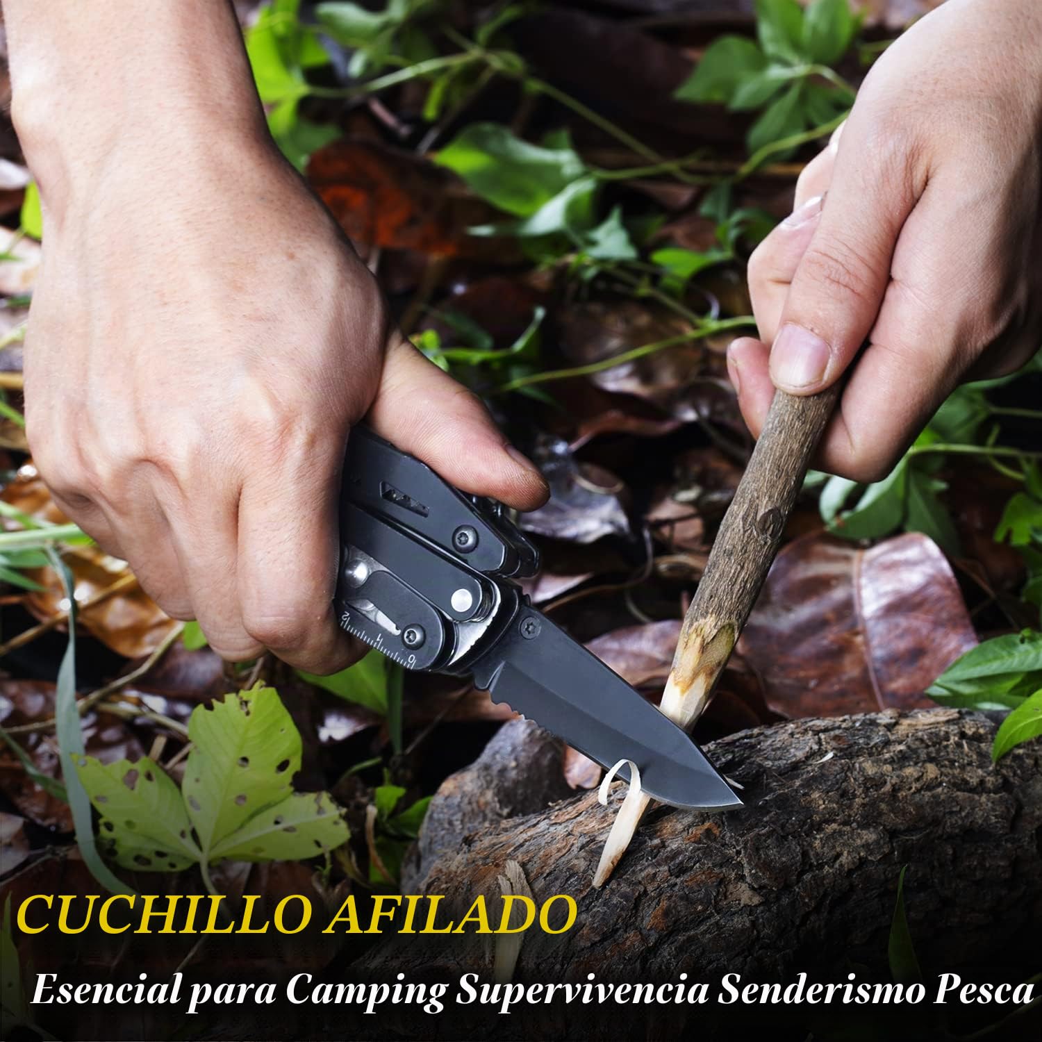 RoverTac Cuchillo de Bolsillo Multiherramienta Camping Cuchillo Regalos para Hombres Papá Esposo 18 en 1 Multi Herramienta Cuchillo Alicates Tijeras Sierra Sacacorchos 9-Pack Destornilladores