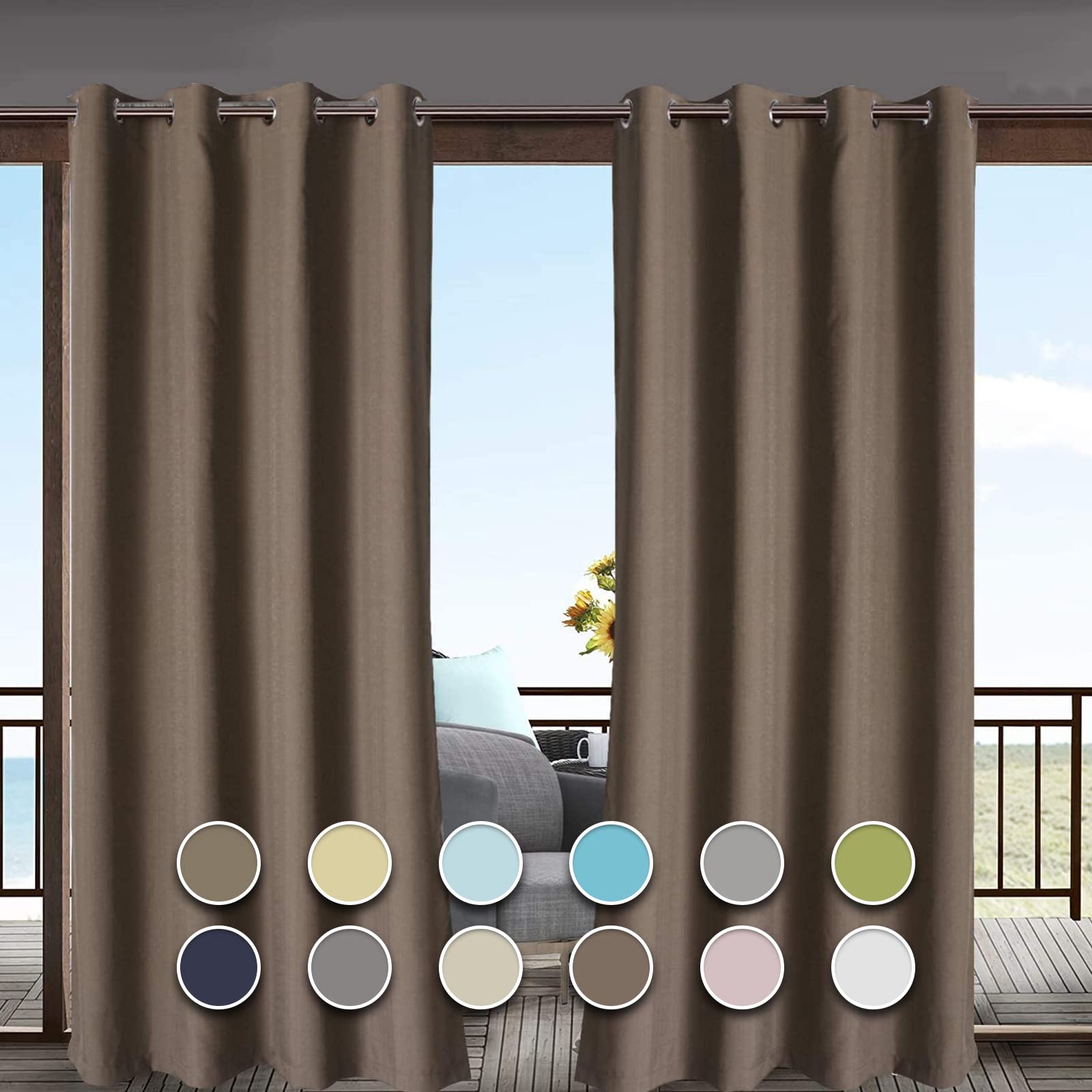 Rideau d'extérieur imperméable 200 x 180 cm | Draperie d'intimité anti-UV protection solaire pour terrasse et intérieur