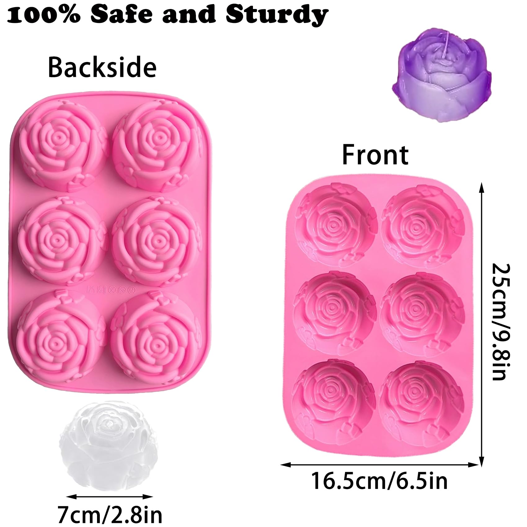 Rose Ice Cube Tray, 6 Cavity Silicone Flower Shaped Ice Cube Mold - Image 2