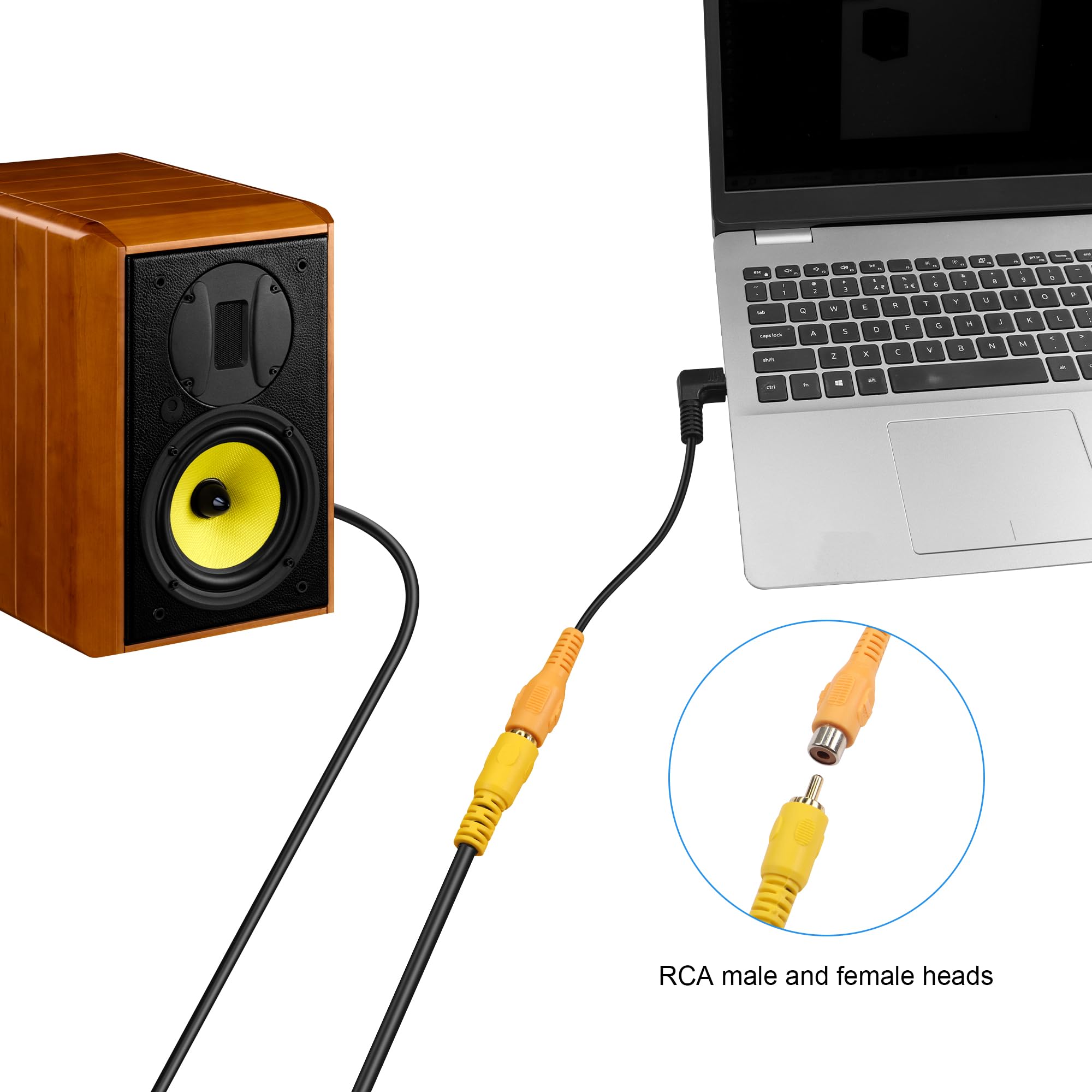 Krótki kabel 1/8 cala TS na RCA, 2 sztuki prostokątnych wtyków mono 3,5 mm na gniazdo RCA, adapter audio do głośnika, subwoofera, wzmacniacza (20 cm)