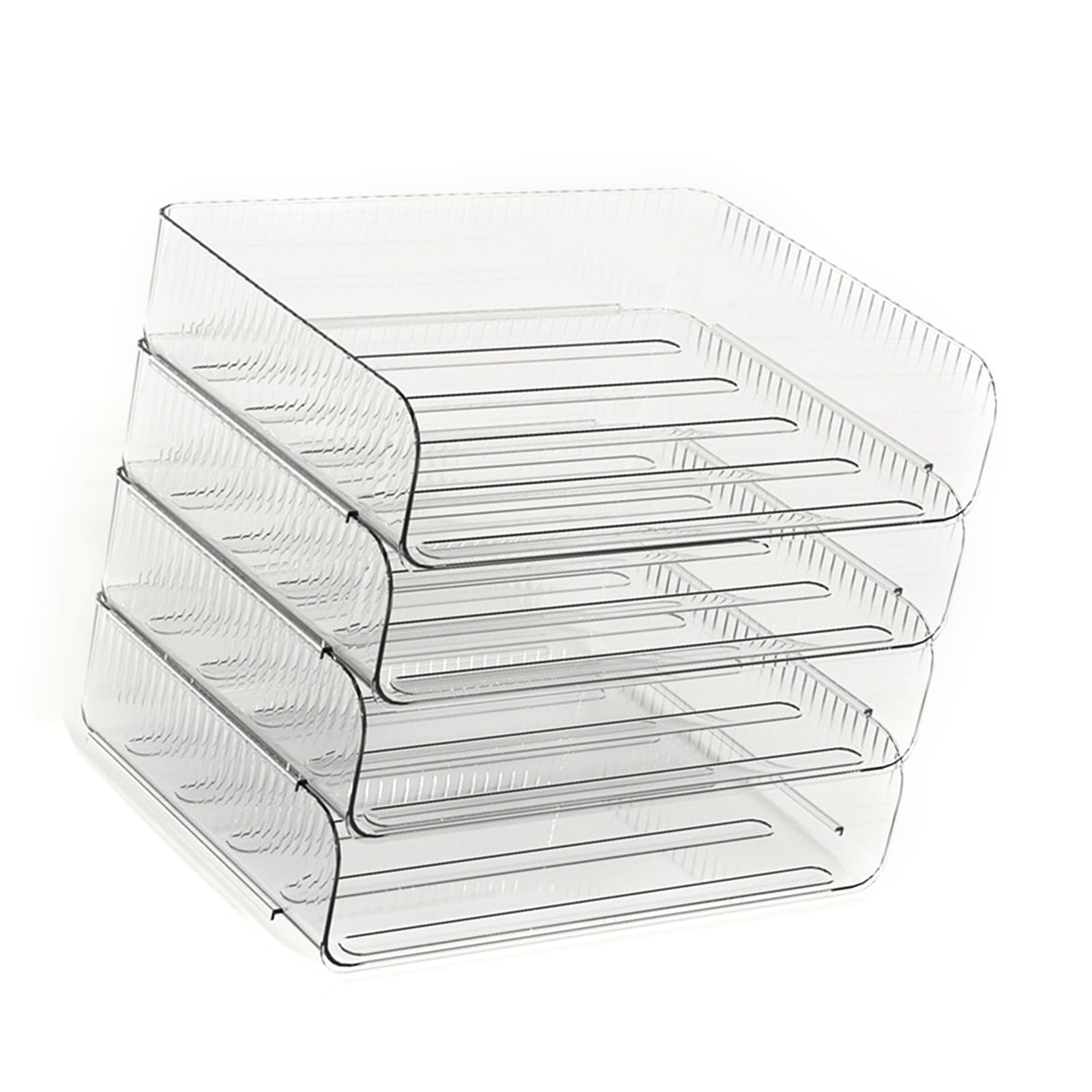 bandeja apilable para organizador de papel, diseño transparente, cuatro compartimentos, material plástico duradero, solución de almacenamiento flexible para