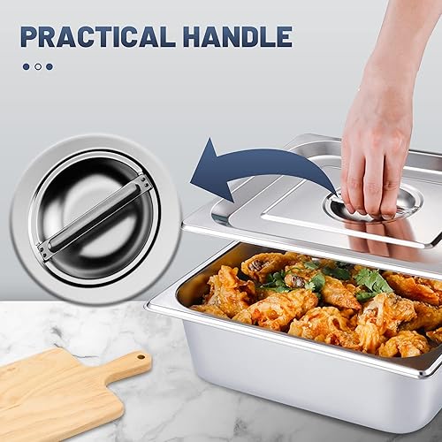 Miniatura 4 de Paquete de 6 tapas de sartén de mesa de vapor de tamaño medio 12 con asa, NSF, cubierta de sartén de hotel, cubierta de bandeja de comida de catering