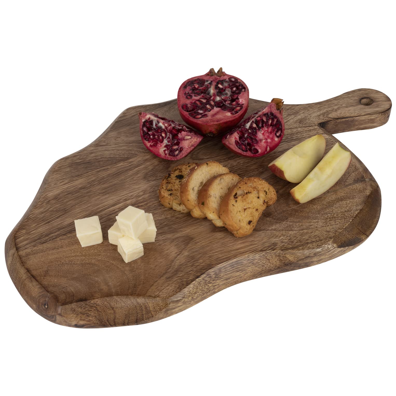 GoCraft Drewniana deska do krojenia z uchwytem | Kształt liścia drewna mango | siekanie, przygotowanie, deska do serwowania | półmisek do wędlin - 43 x 27 cm