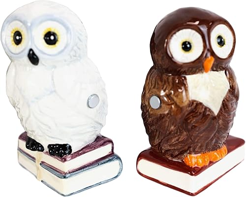 Miniatura 3 de Ebros Gift Wisdom Of The Woods - Juego de figuras de cerámica para saleros y pimenteros de 3.5 pulgadas de alto, búhos marrones con cuernos y búhos