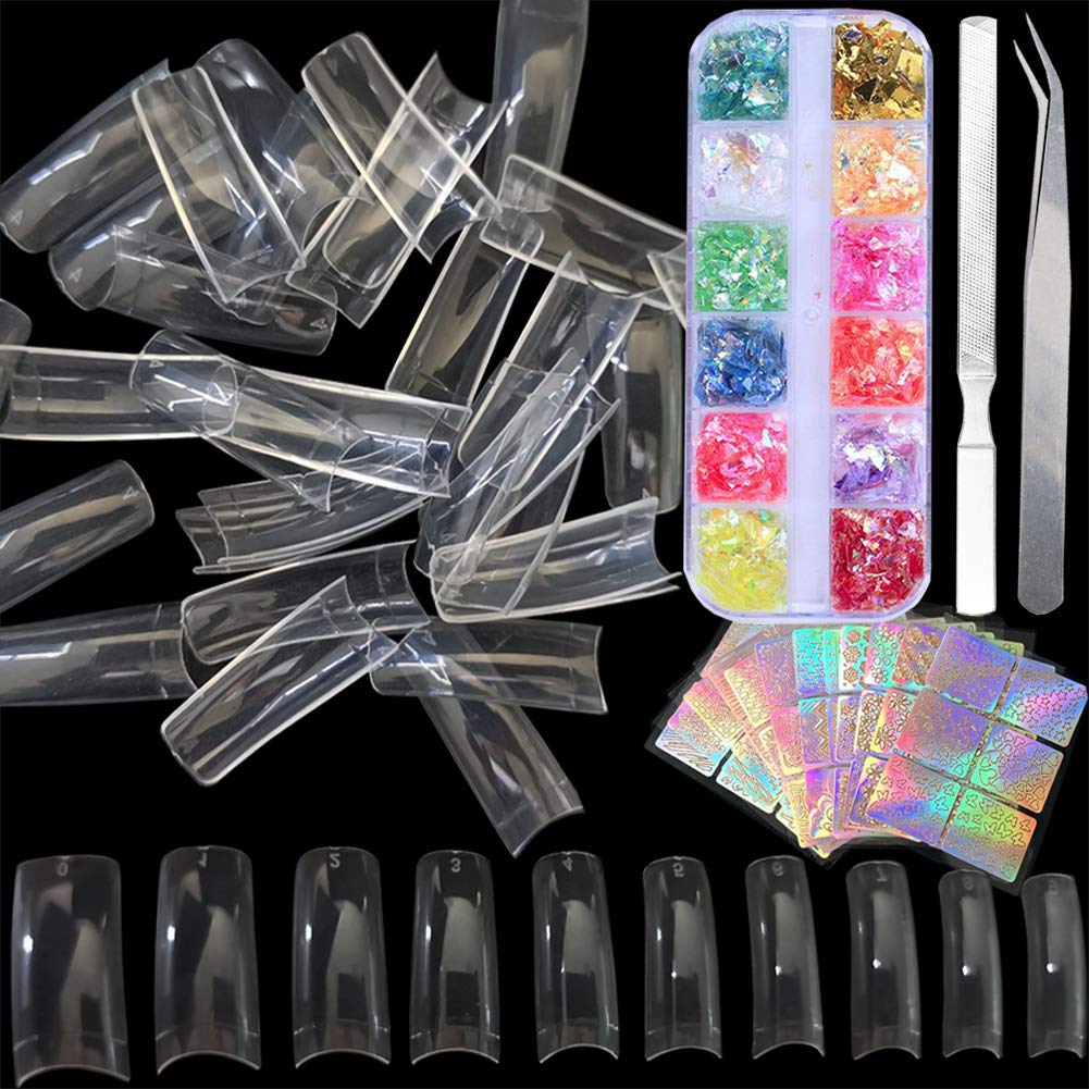 Buy Clear French Nail Tips 500pc Acrylic Fake Nails Half Cover Artificial Nails 24 Sheet Holographic Nail Stickers Vinyls 12 Colors Iridescent Heart Glitter Sequins With Tweezers Nailtipsa Online In Nigeria B08f278yzm