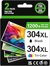 Sunnieink 304 XL, 304XL Ink Cartridge Replacement for HP 304 Black and Colour Ink Cartridge, 304 XL Printer Cartridge for DeskJet 3720 2600 Envy 5030 5032 DeskJet 3750 3760 2630 3735 2622 3762 3730
