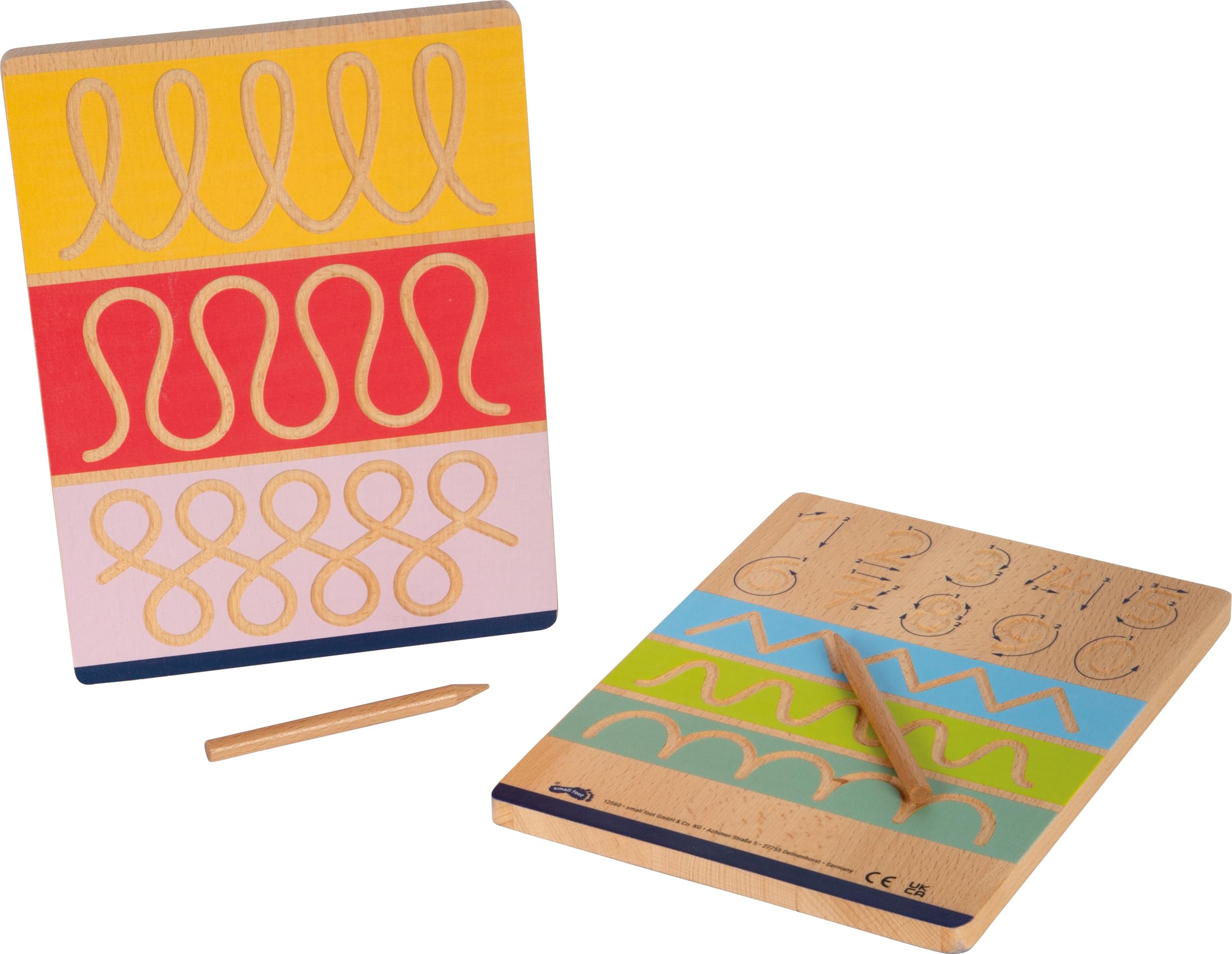 Small Foot Setd'ardoise Educate en Bois, Apprendre à écrire, à partir de 5 Ans, 12560, Coloré