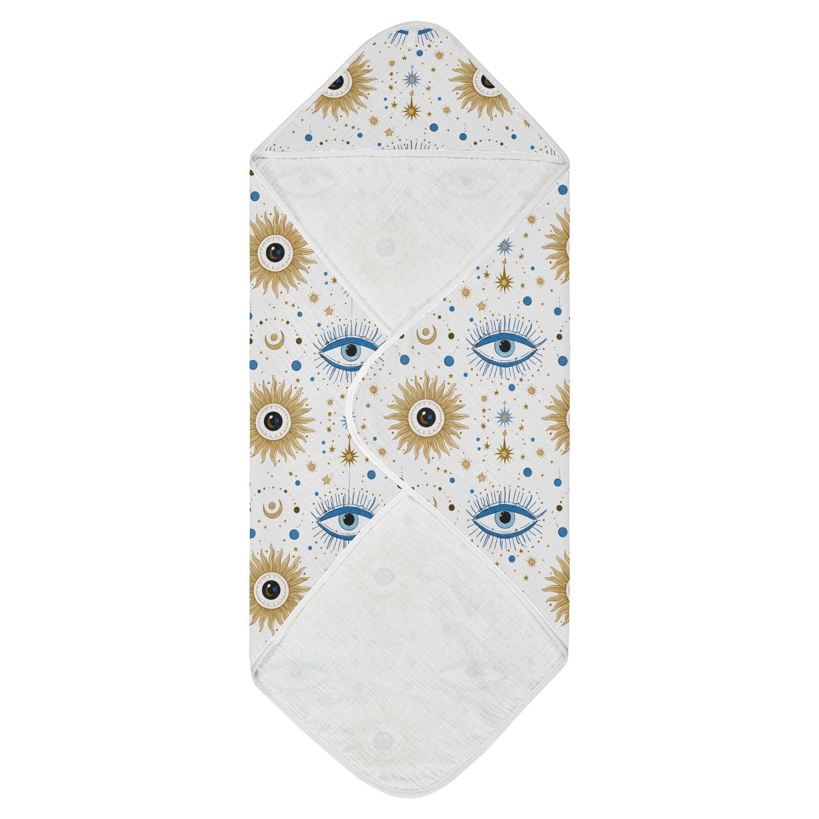 Msyxl Mystic Eyes Hooded Towel - Ultra Soft & Absorbent Muslin Cotton Bath Towel for Babies, Toddlers, Newborn - Boys & Girls Essential 35