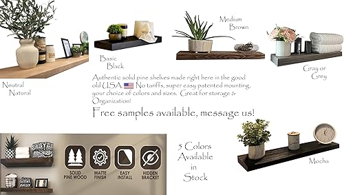 Miniatura 8 de Joel's Antiques - Estante flotante de 2 pulgadas de grosor x 10 pulgadas de profundidad, resistente, fácil de colgar, de madera maciza,