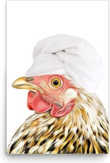Funny Partridge Cochin Chicken Hen Wall Art Poster 12x18 Inches Unframed - Cute Pet Towel Head Design Bathroom Decor Print - Gifts for Chicken Lovers