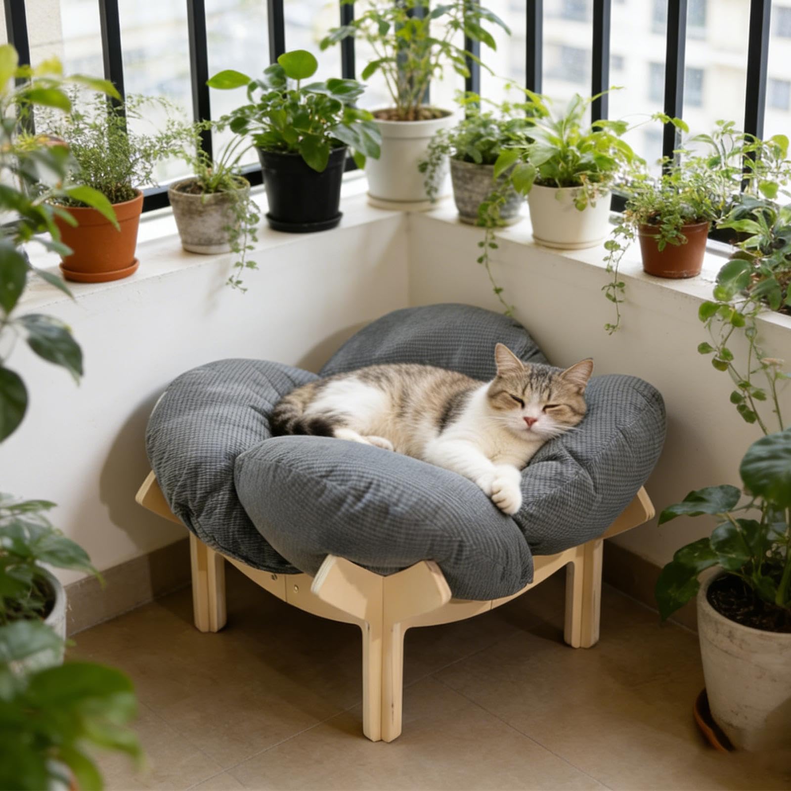 Katzenbett, Stabiles Katzenhaus, Dekorationsartikel, Tragbares Katzenzubehör, Grau
