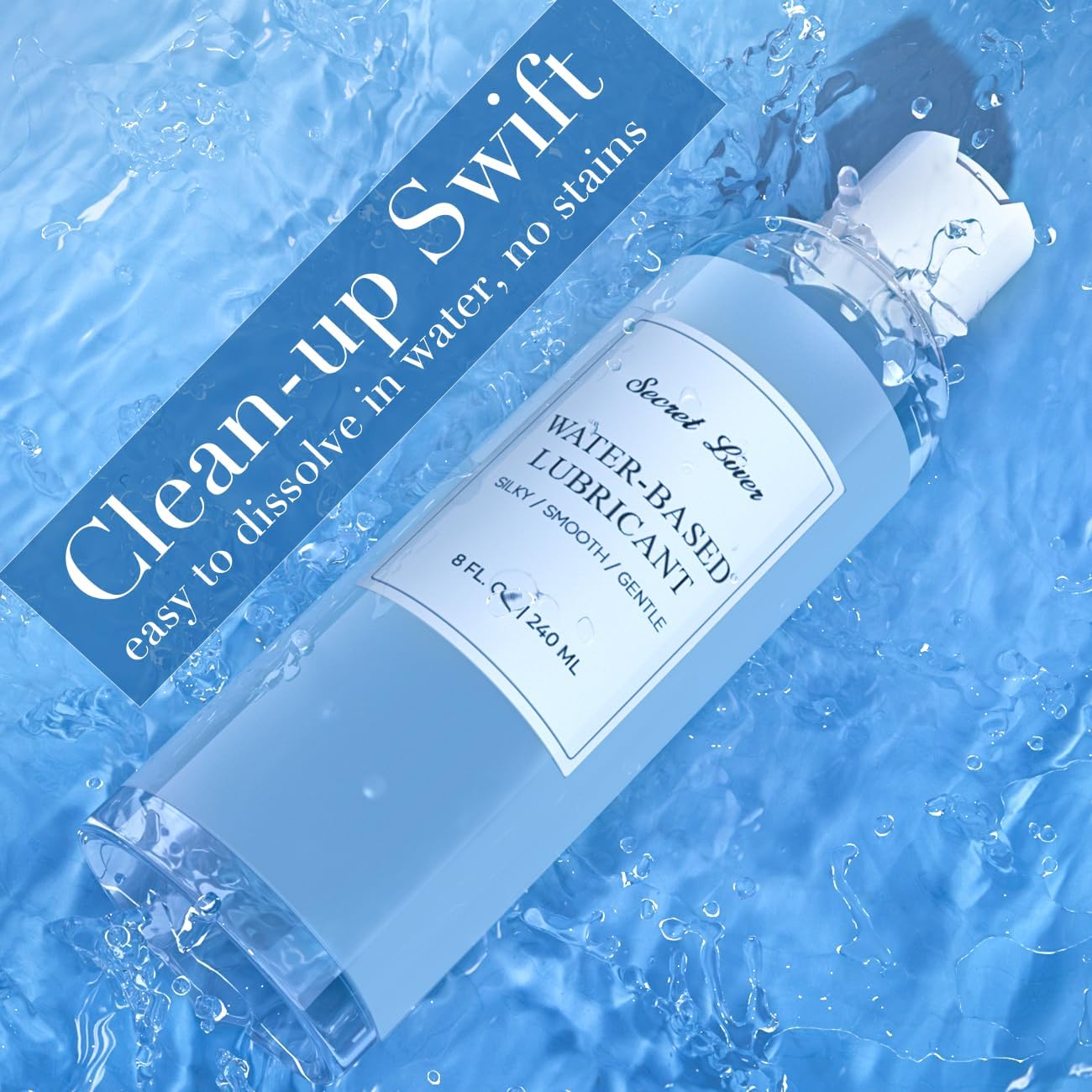 Secret Lover Water-Based Personal Lubricant, Silky Smooth Long-Lasting Lube for Women, Men, and Couples, Natural Ingredients Non-Staining, Toy Friendly, Condom Safe, 8 Fl Oz