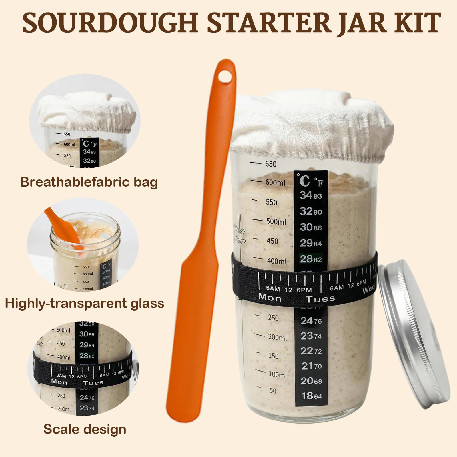 Banneton Pour Pain, Kit Boulangerie Levain, Corbeille a Pain en Rotin Naturel, Kit boulangerie avec Lame Boulanger, Panier Fermentation Pain set Adapté aux DéButants et Professionnels