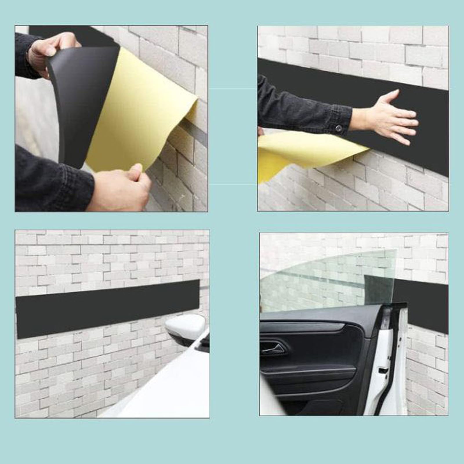 Lot 4 Protections Murales Garage Mousse EVA Noires - Anti-Chocs Portes Voiture 30x10x3cm