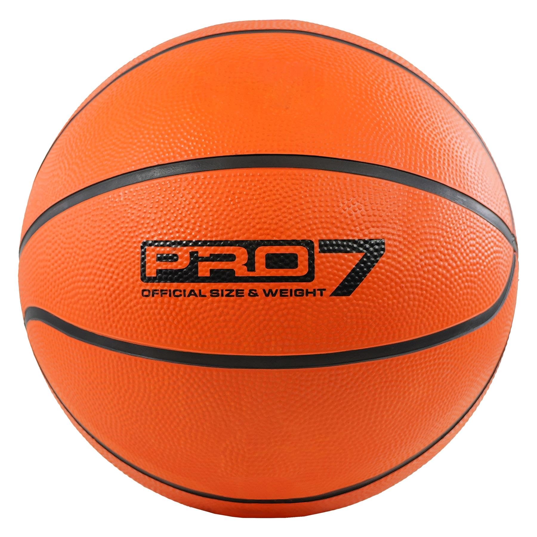 The Magic Toy Shop Classic Orange Basketball Size 7 - Uninflated Rubber Basket Ball for Indoor/Outdoor Use by Kids, Teens, and Adults - Pimpled Grip for Enhanced Control, High Bounce, All Surface Play