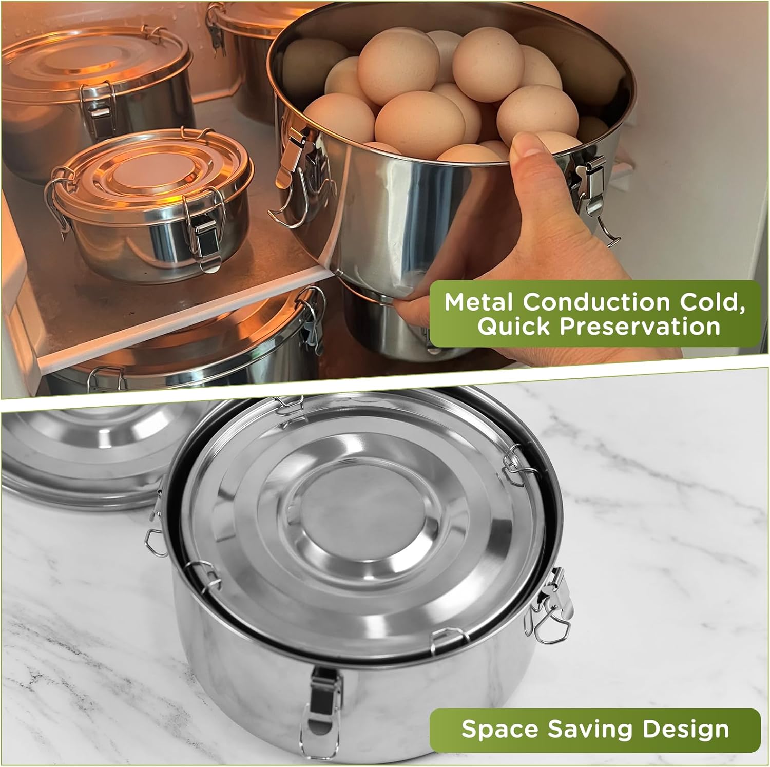 LEEPENK 6 Pcs 304 Stainless Steel Containers With Lids Stainless Steel Snack Containers for Kids,Kimchi Containers Leakproof Stainless Steel Food Storage Containers for Lunch Soup Salad Leftover - Image 6