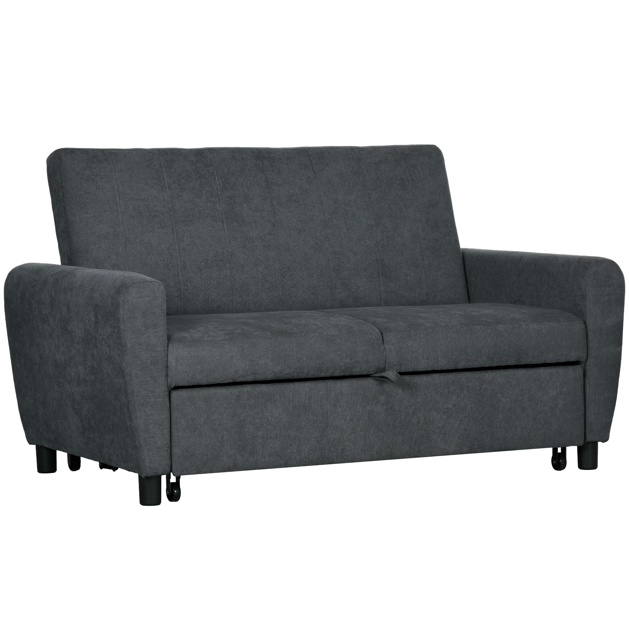 HOMCOM Divano Letto 2 Posti Clic Clac con 2 Cuscini 148x87x88 cm Grigio