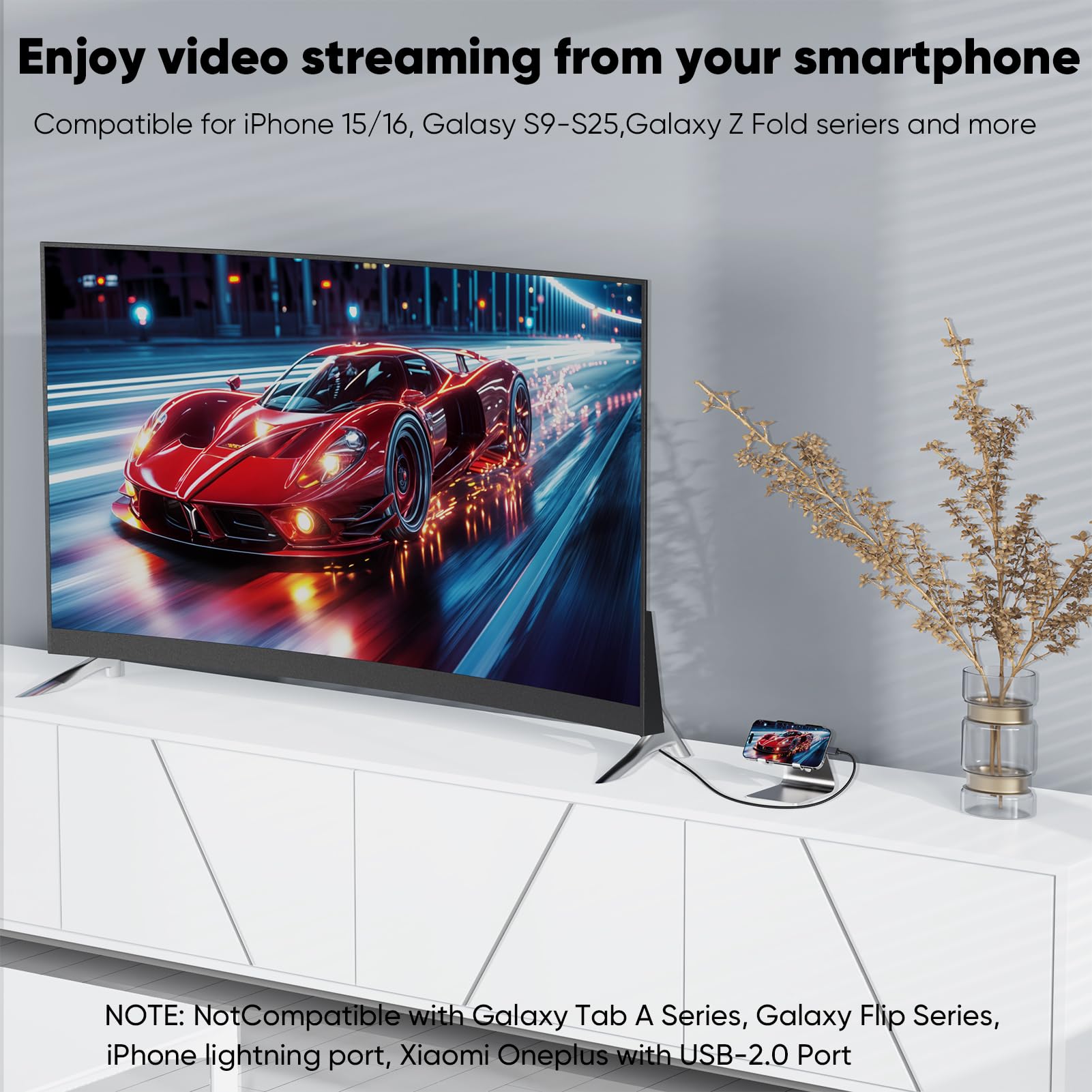Krótki kabel USB C na HDMI 4K 1,5FT, przewód typu C na HDMI, cienki kabel USB C do HDMI, Thunderbolt 3/4/5 do komputera, monitora, telewizora, projektora, Galaxy S8 do S25, iPhone'a 15/16, MacBooka