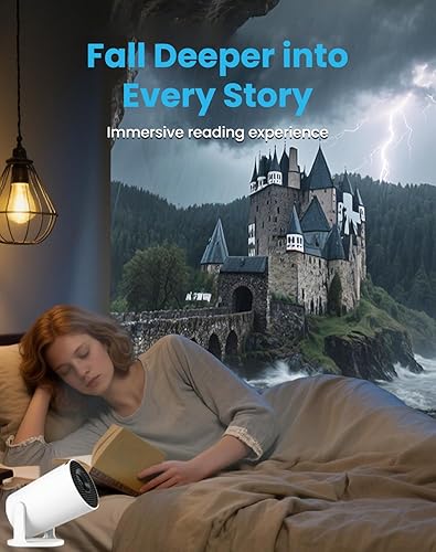 Miniatura 3 de Mini proyector, 1080P Full HD 4K compatible, proyector inteligente portátil para cine en casa y películas al aire libre, WiFi y Bluetooth, Keystone