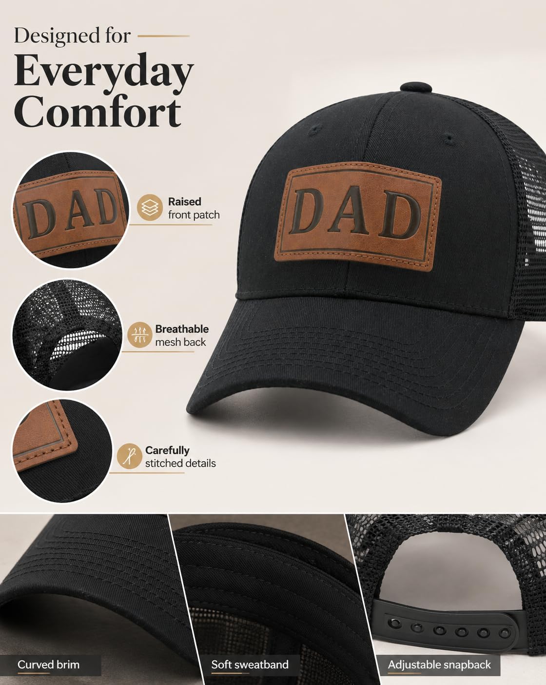 Dad Hats for Men, Fathers Day Birthday Gifts from Wife Daughter Son, New Dad Gifts, Adjustable Daddy Trucker Hat