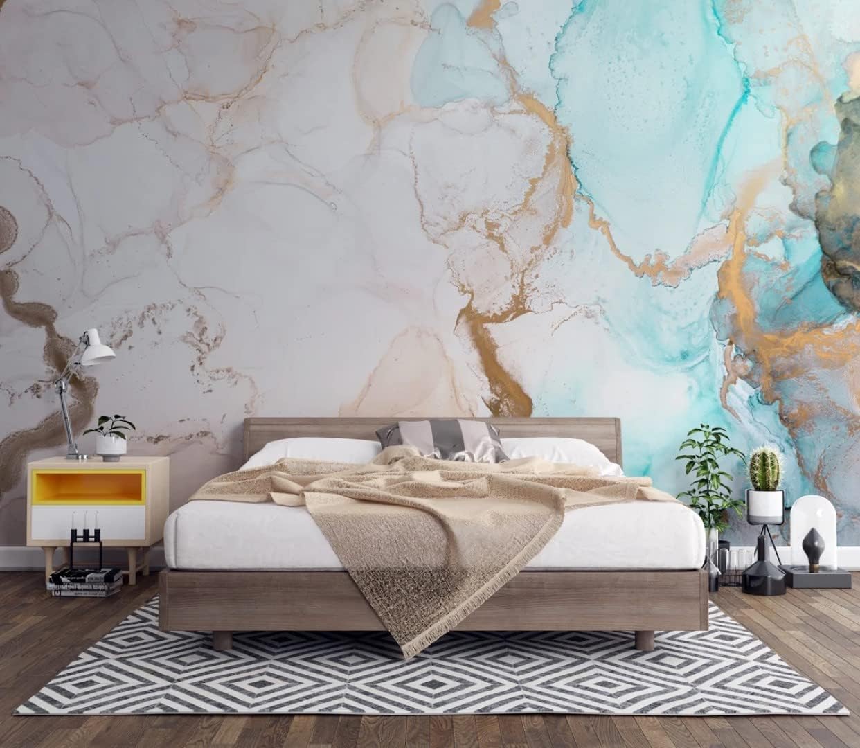 The Intersection of Limpid Water and Sand Abstract Peel and Stick Wallpaper Wall Murals Wall Removable 100''H x 150''W