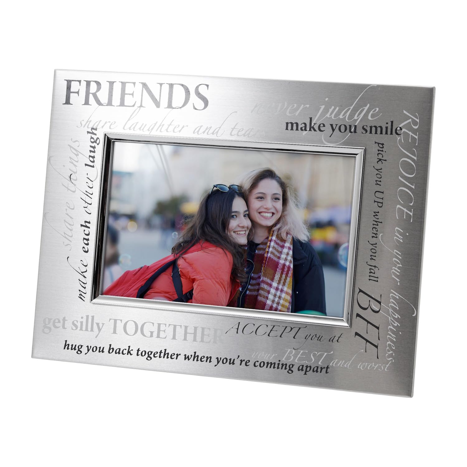 Modern Collage Friends Themed Picture Frame in Brushed Silver Finish by Happy...