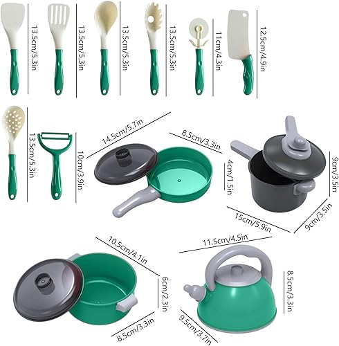 Miniatura 3 de Juego de 45 piezas de juguetes de cocina para niños, accesorios de cocina con ollas, sartenes, utensilios de cocina, alimentos, verduras enlatadas,
