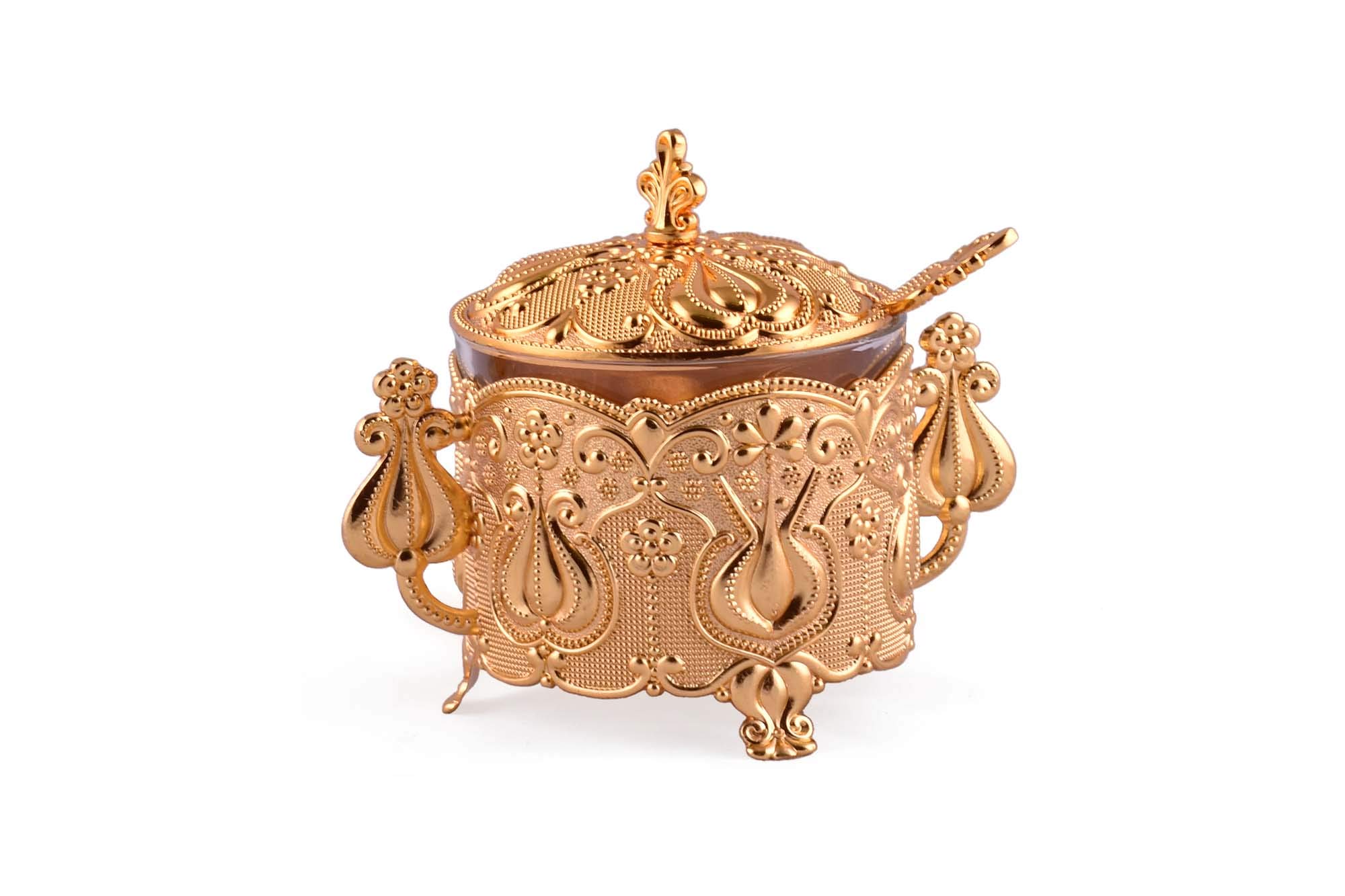 Luxury Tulip Sugar Pot with Spoon (Gold)