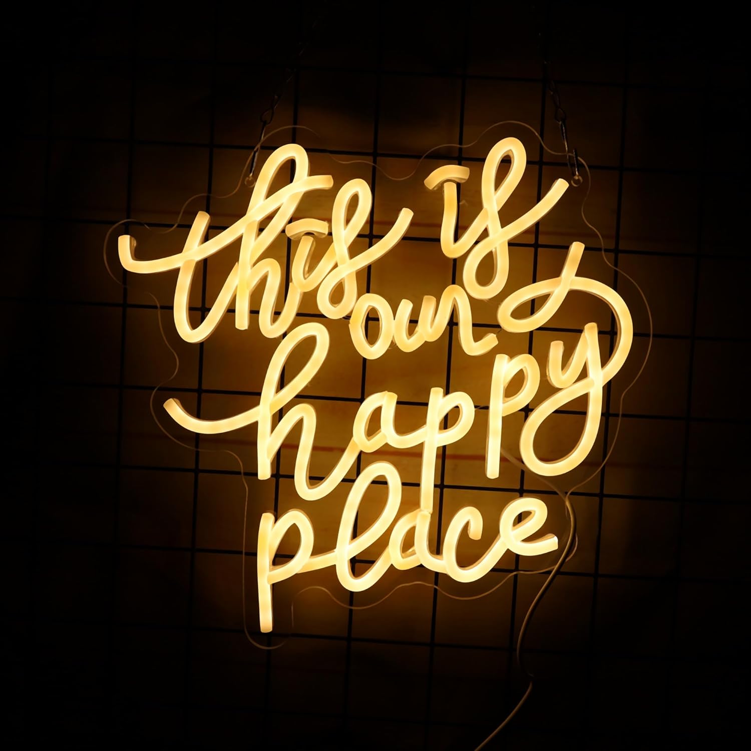 This is our happy place Neon Sign for Wall Decor White Neon Sign for Girl Bedroom Decor LED Neon Light Up Sign for Room Decor Led Sign for Couple Bedroom Decor Gifts Wedding decor - Image 2